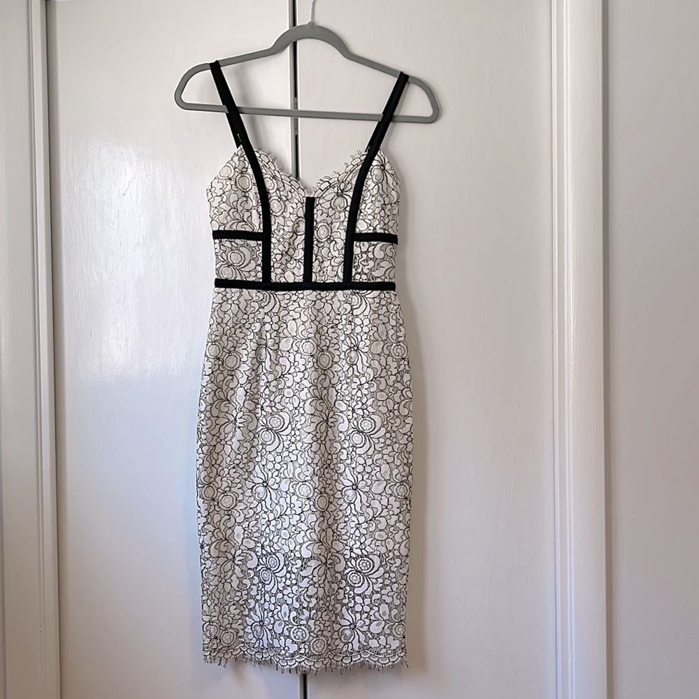 White lace express dress flattering bust detail!